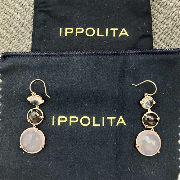 Ippolita 18K Rose Gold Lollitini 3-Stone Drop Earrings - Picture 1 of 5